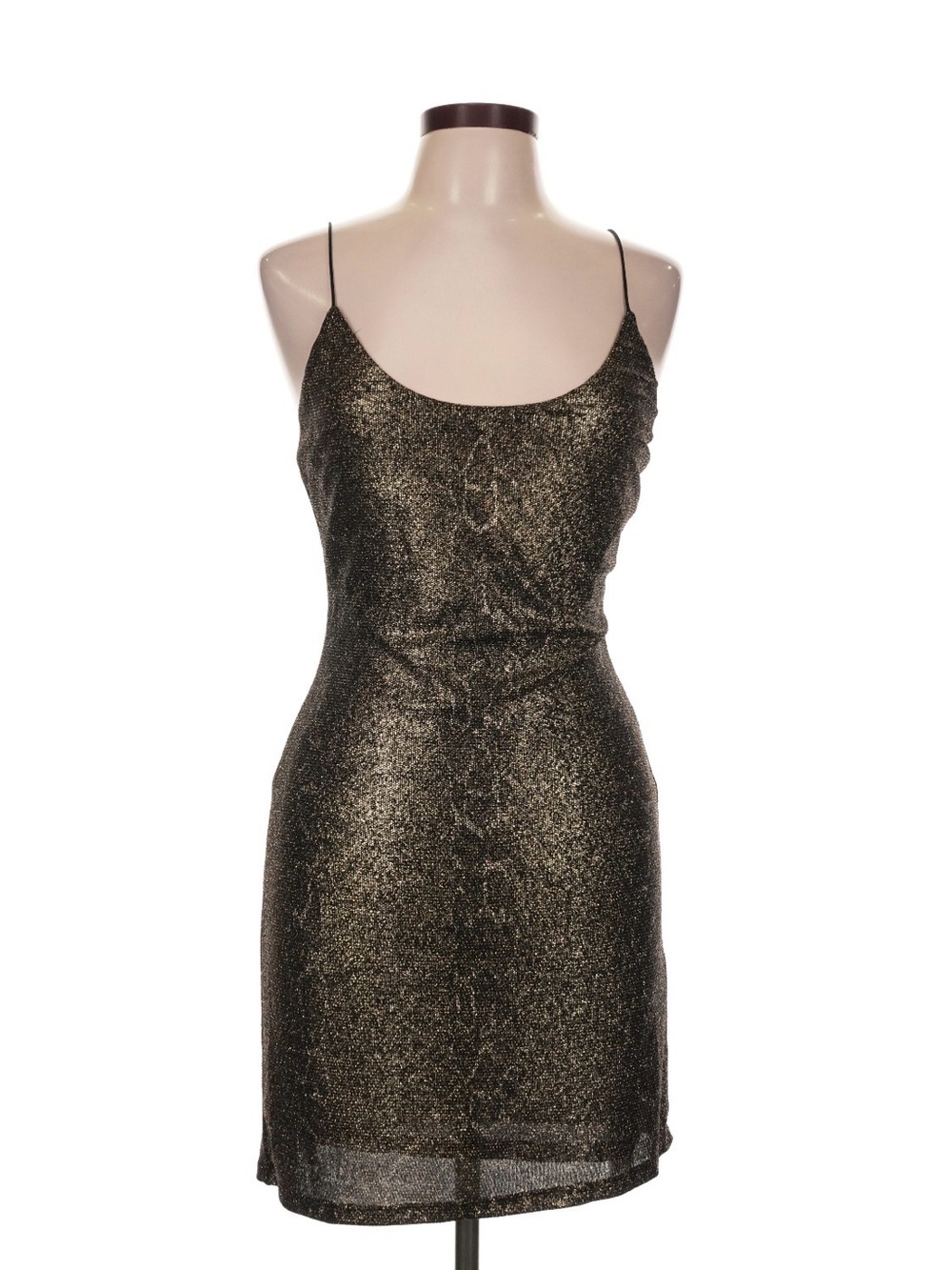 NWT Metallic Gold Slip Dress with Spaghetti Straps